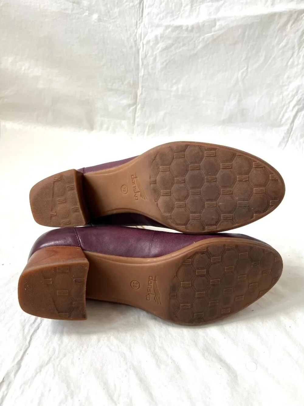 Dansko shoes Preston loafer purple leather brown block heel 38 7.5 8 slip on
